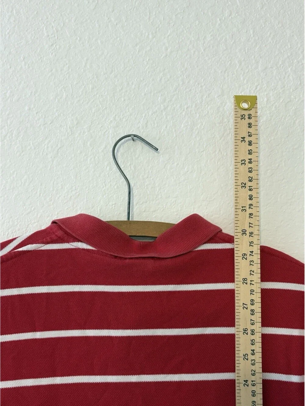 Polo Ralph Lauren Mens Medium Red White Striped Short Sleeve Pique Polo Shirt